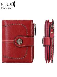 CHARM INFINITE CHARM INFINITE Retro Stijl Vrouwen Blokkeren Kunstleren Portemonnee Met Kaartvakken & Ritsvak Cadeau Cadeau Zakelijk Casual Voor Vrouwen Portemonnee Portemonnee Portemonnee Kleine Portemonnee RFID Portemonnee