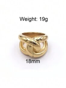 1 Pièce Bague En Acier Inoxydable Avec Design Exagéré Et Épais, Adaptée Pour Le Port Quotidien Des Femmes - R5071 - Voir 3