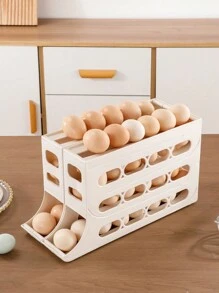 1pc Egg Storage Box Egg Holder For Refrigerator Side Door (30 Eggs Capacity) - White - View 1