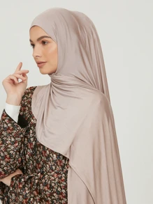1pc Women's Solid Color Jersey Hijab Scarf, Various Sizes Available Headband For Abaya Women Veil