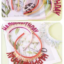 5pcs New Birthday Headbands With Shiny Gold Dust, English "Happy Birthday" Lettering For Party Decorations And Atmosphere - Multicolor - View 7