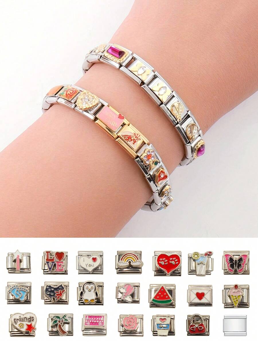 2024年新款意大利魅力模組手鍊diy珠寶節日禮物,可自由組合不同風格 - 模組化手鍊 - 查看 1