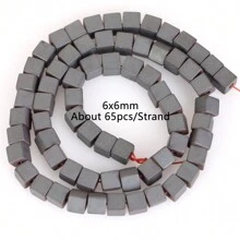 1條天然赤鐵礦石黑色啞面幾何圖案愛心立方圓珠珠寶製作配件耳環項鍊diy配件 15" - 彩色 - 查看 41