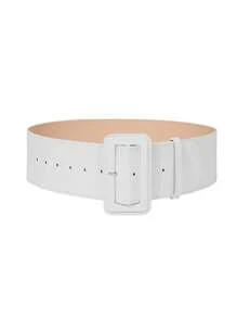 1 Pieza Cinturón Pu Con Espejo Para Mujer Con Hebilla De Bolso, Cinturón Pu Ancha En Color Dopamina Brillante, Adecuado Para Uso Diario - Rojo - Ver 3