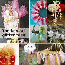 10Yards 6inch Glitter Tulle Roll Soft Tulle Ribbon For Party Decoration DIY Crafts Tutu Skirt Accessories Wedding Backdrop Stage Decoration Sewing Mesh