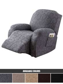 4pcs/Set Recliner Cover Stretch Sofa Slipcover, Sofa Couch Cover For Reclining Couch 1 Seat, Washable Furniture Protector With Elastic Bottom - Dark Grey - View 1