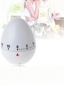Egg Timer Kitchen Mechanical Countdown Timer Cute Egg Shaped Manual Timing Alarm Clock Cooking Baking Classroom Rotating Reminder (White) - White - View 3
