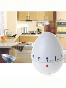 Egg Timer Kitchen Mechanical Countdown Timer Cute Egg Shaped Manual Timing Alarm Clock Cooking Baking Classroom Rotating Reminder (White) - White - View 2