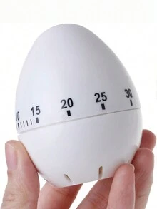 Egg Timer Kitchen Mechanical Countdown Timer Cute Egg Shaped Manual Timing Alarm Clock Cooking Baking Classroom Rotating Reminder (White) - White - View 6