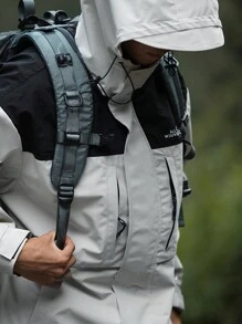 MUNZ Men Outdoor Fashion Color-Blocked Zipper Lapel Water-Resistant Drawstring Hooded Softshell Jacket