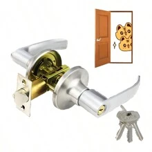 Cerradura Chapa De Manija De Cromo Acabado Espejo Mate De Níquel Satinado Puerta De Palanca Para Todo Tipo Puerta Madera Aluminio Corrediza de Recamara Principal Residencial Baño Cerradura Con Llave Cerrojo - Gris - Ver 5