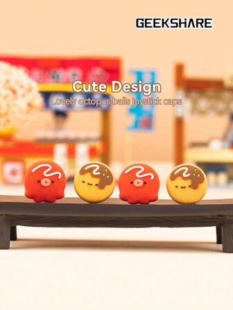GeekShare 4-Pack Cute Takoyaki Design Silicone Joycon Thumb Grip Cover Compatible With Switch/OLED/Switch Lite