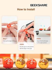 GeekShare 4 件装可爱章鱼烧设计硅胶 Joycon 拇指握把套，兼容 Switch/OLED/Switch Lite - 彩色 - 查看 4