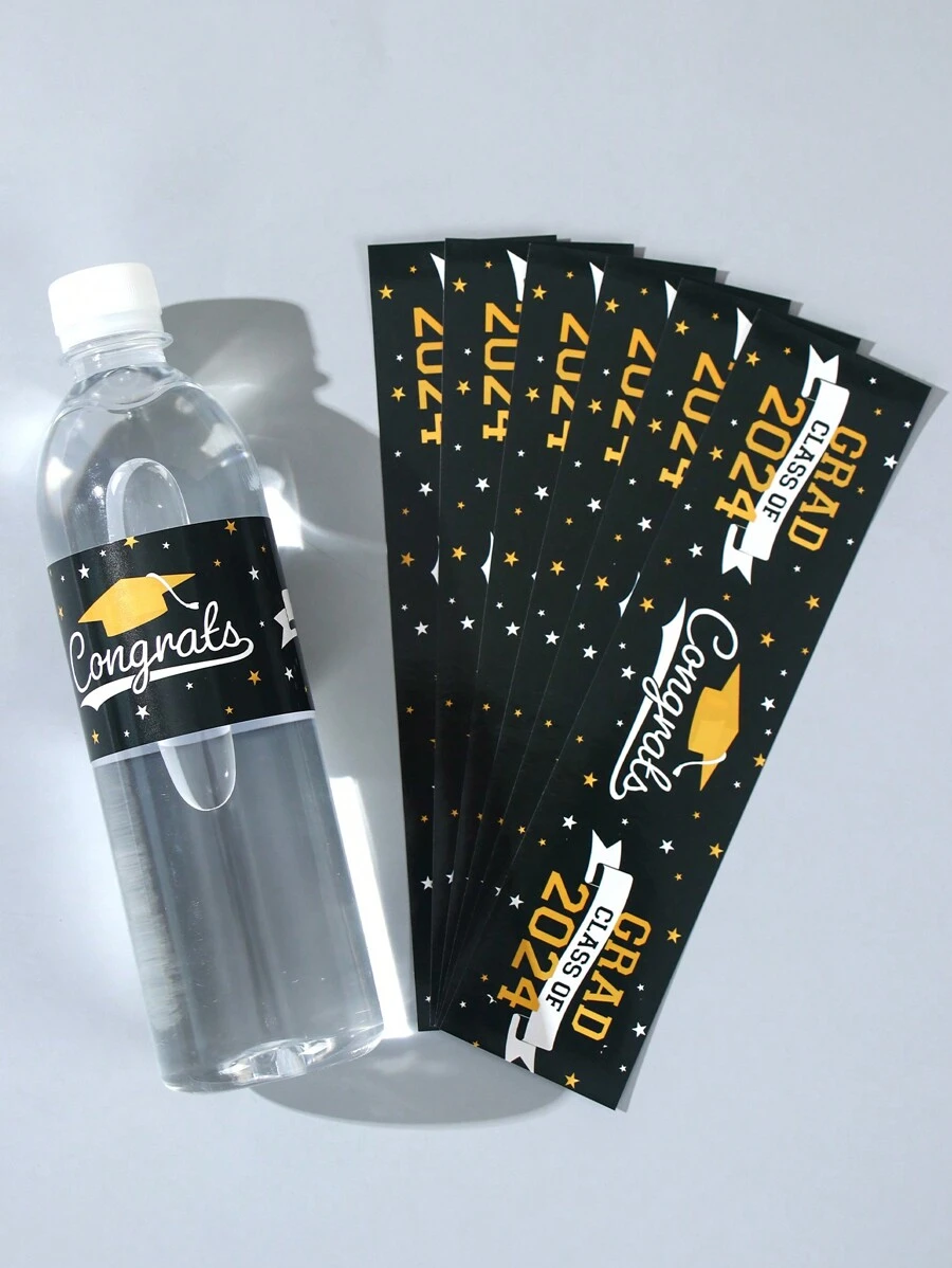 10入組畢業水瓶貼紙，2024屆畢業水瓶貼紙，防水畢業水瓶貼紙包裝，適用於大學畢業派對裝飾和禮品