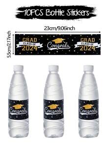 10入組畢業水瓶貼紙，2024屆畢業水瓶貼紙，防水畢業水瓶貼紙包裝，適用於大學畢業派對裝飾和禮品