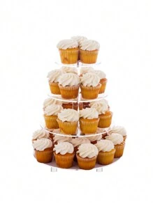 1pc Acrylic 4-Layer Cake Decoration Stand For Desserts - White - View 4