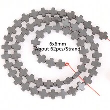 1條天然赤鐵礦石黑色啞面幾何圖案愛心立方圓珠珠寶製作配件耳環項鍊diy配件 15" - 彩色 - 查看 48