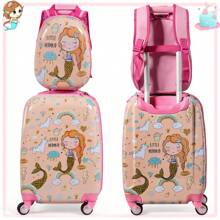 2Pcs 12"+18" ABS Kids Suitcase Backpack Luggage Set Lightweight,Carry On Suitcase For Boys & Girls Travel School