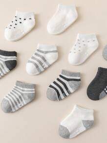 12 Pairs Infant/Toddler Boys' And Girls' Star & Stripe Classic Combination No-Bone Seam Anti-Slip Socks - Multicolor - View 3