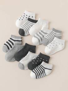 12 Pairs Infant/Toddler Boys' And Girls' Star & Stripe Classic Combination No-Bone Seam Anti-Slip Socks - Multicolor - View 2