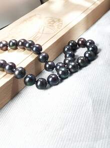 Dây chuyền ngọc trai nuôi cấy tròn 9-10mm, dài 45cm, khóa bạc S925, thích hợp cho nữ đeo hàng ngày hoặc dự tiệc. - vòng cổ ngọc trai nuôi cấy - Xem 2