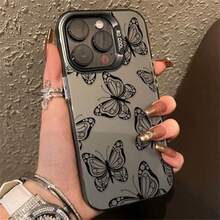 1 Vỏ Điện Thoại Họa Tiết Bướm Chống Trượt Mờ Tương Thích Với IPhone 7/8/11/12/13/14/15/X/Xr/Xs/Plus/Pro/Pro Max/Se2 - đen[0] - Xem 6