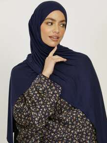 1pc Women's Solid Color Jersey Hijab Scarf, Various Sizes Available Headband For Abaya Women Veil