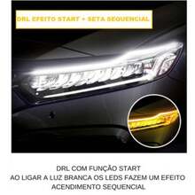 Barra de led DRL Farol  Função Start  Seta Sequencial 12v - Branco - Visão 5