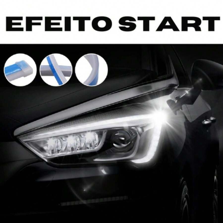 Barra de led DRL Farol  Função Start  Seta Sequencial 12v - Branco - Visão 1