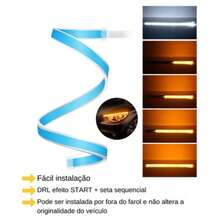 Barra de led DRL Farol  Função Start  Seta Sequencial 12v - Branco - Visão 3
