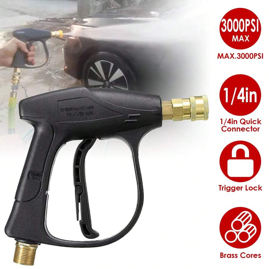 3000PSI Pressure Washer Gun With Short Wand & Foam Sprayer - US Stock