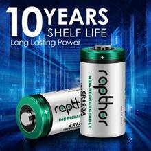 Rapthor CR123A 3 V Lithium-Batterie, 1650 mAh, hohe Lithium-Batterien, 3 V, 123 A, mit integriertem PTC für Taschenlampen, Spielzeug, Alarmsystem, Mikrofone, 20 Stück - 3V - Übersicht 2