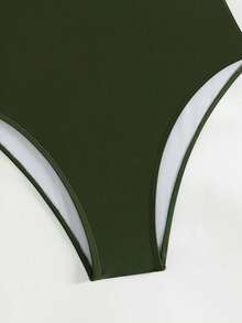 新款女士泳衣性感拼色比基尼連體泳裝，適合海灘度假和游泳 - 彩色 - 查看 8