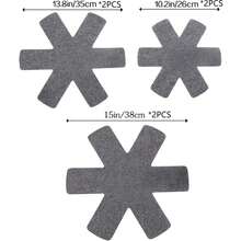 Protectores para ollas y sartenes de 3/6 piezas - Juego de 3 tamaños diferentes - Proteja y separe sus utensilios de cocina. - Gris - Ver 9