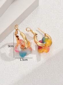 1 对新款波西米亚风格彩色亚克力花朵可拆卸吊坠耳环，设计简约甜美，适合春夏约会和派对，是适合女性情人节、妈妈、母亲、母亲节、礼物的可爱耳饰 - 花朵耳環 - 查看 4