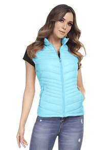 Abrigo chaleco acolchado con cremallera - Menta - Ver 2