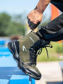 Giày bảo hộ lao động cổ cao mới cho nam Giày thể thao chống va đập, chống đâm thủng Giày chiến đấu chống trượt, chống mài mòn Giày đi bộ đường dài, bảo vệ ngón chân, giày bảo hộ lao động cổ cao, chống va chạm, chống đâm thủng, chống cháy nổ - xanh quân đội - Xem 6