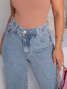 KISS ME LADY Kissmelady 1301 Calca Wide Leg Pantalona Sem Rasgo feminina lisa 1301 - Lavagem clara - Visão 7