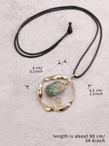 1條咖啡色蠟線樹脂石與合金毛衣鏈，女士時尚長項鍊。樹脂石的尺寸隨機。適宜於日常穿著及節慶贈品