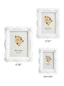 Rose Relief Photo Frame, White Plastic Poster Display Frame For Home Decor Gifts Birthday Graduation