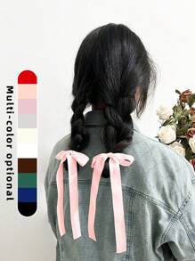 2 件女士粉色亮面丝带飘带蝴蝶结发带，适合日常约会、旅行、生日、派对和大学通勤可爱 - 粉色 - 查看 1