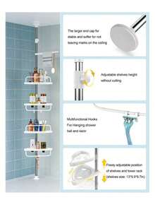 Corner Organizer Bathroom Storage Shelf - White - View 9