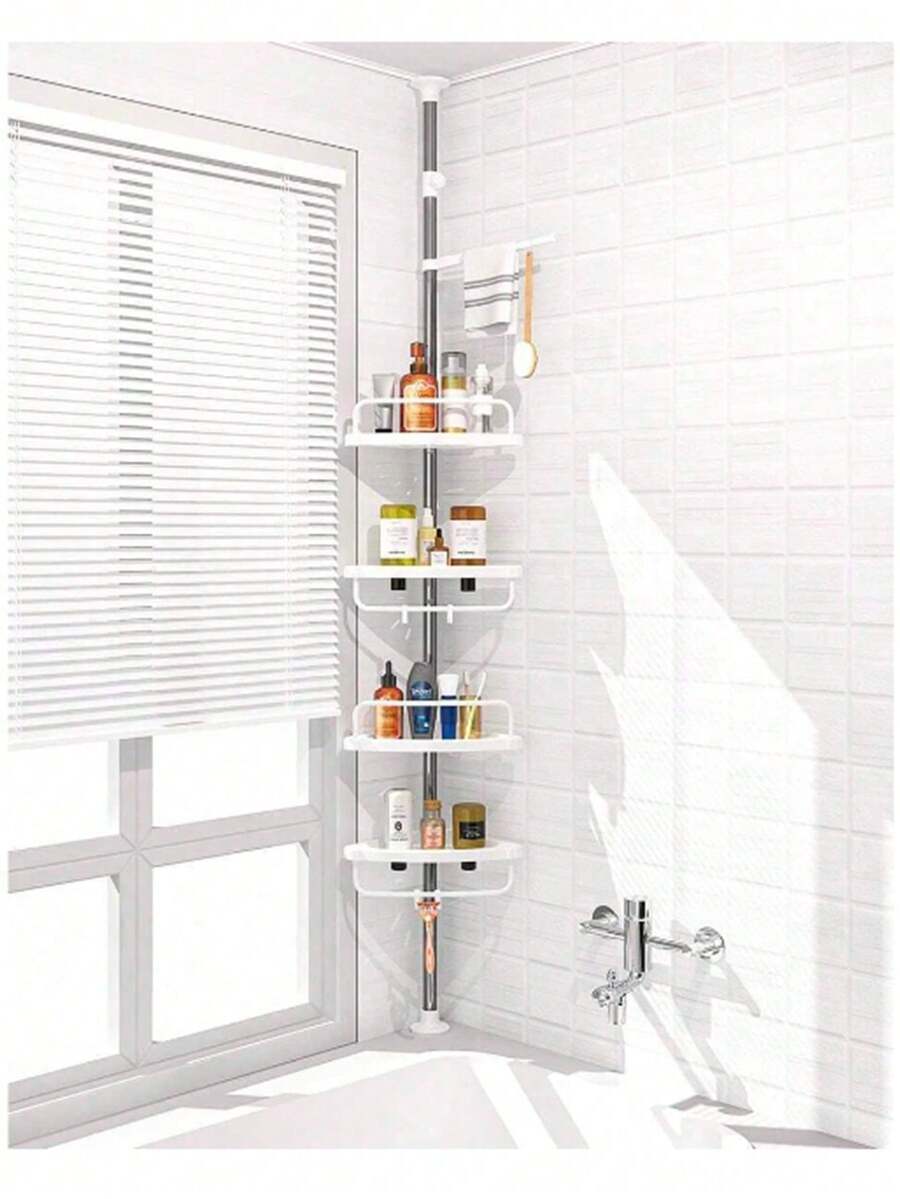 Corner Organizer Bathroom Storage Shelf - White - View 1