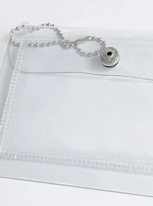 1個時尚透明PVC防水女用卡片夾、名片夾、男用信用卡錢包、身分證迷你錢包、女孩零錢包、鈕扣式開合、透明小收納袋、輕便便攜 - 無色 - 查看 2