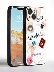 1 pieza Funda de teléfono personalizada con nombre, funda de teléfono de TPU, funda de teléfono personalizada con nombre, funda de teléfono inspirada en el viaje, protección a prueba de golpes para tu teléfono, serie de teléfonos, funda para Phone Pro /Pro Max/X/ XR/XS/ XS Mini/Max, regalo único para ella/él, novio, novia, amante, esposa, esposo, ideal para el Día de San Valentín, el Día de la Madre, cumpleaños, aniversarios, graduación, bodas, Día del Padre