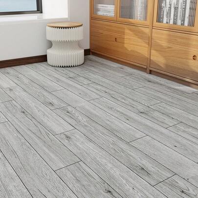  1 rollo de papel tapiz autoadhesivo impermeable y antideslizante con diseño de veta de madera gris, grosor: 0.0147 pulgadas, adecuado para baño, sala de estar, dormitorio, cocina, caravana, decoración, 17.7/11.82 pulgadas*118/197/394 pulgadas, baldosas de vinilo autoadhesivas, piso de vinilo autoadhesivo grueso, impermeable y resistente al desgaste, decoración de dormitorio, decoración del hogar, artículos de cocina, alfombra para dormitorio