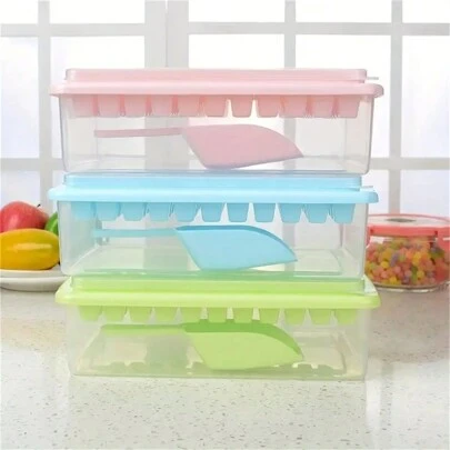 33-Grid Plastic Ice Cube Tray With Lid, Homemade Ice Mold For Small Freezer, Freezing Ice Blocks Maker For Household Refrigerator