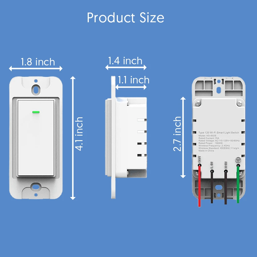 Smart Light Switch Single Pole Smart Switch Compatible With Alexa, Home