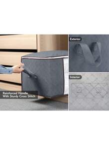 1 Pieza De Bolsa Pegable Para Ropa, Bolsa De Almacenamiento De Edredón, Manta, Ropa, Plegable - Gris - Ver 3