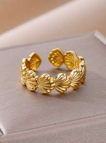 1Pc Summer Beach Style Stainless Steel Sea Shell Cuff Ring ,Suitable For Women Couple Jewelry Vacation Gift - 1 - View 5